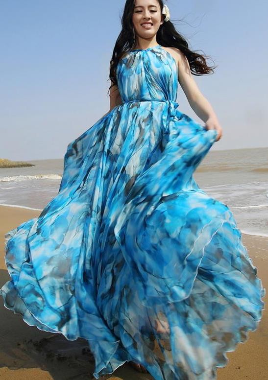 new-women-boho-chiffon-floral-printed-multicolor-maxi-beach-dress-blue - Copy - Copy - Copy