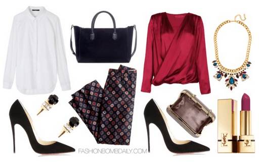 What-to-Wear-to-a-Work-Conference-Abroad-Boohoo-Elsie-Long-Sleeve-Wrap-Front-Silky-Blouse-J.Crew-Collection-Trousers-in-Foulard-Christian-Louboutin-So-Kate-120-Suede-Pumps